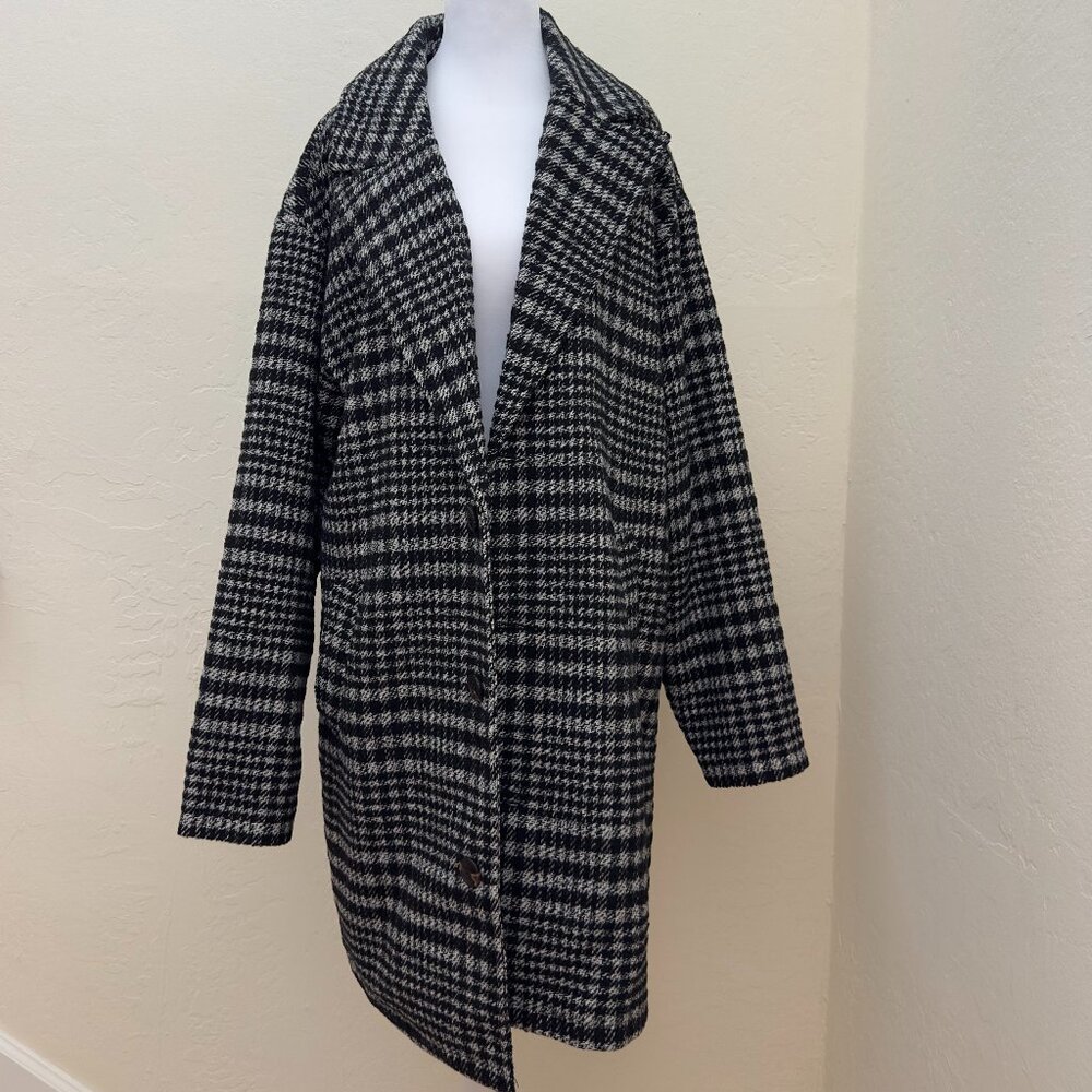 boohooMAN Pow Check Single Breasted Overcoat